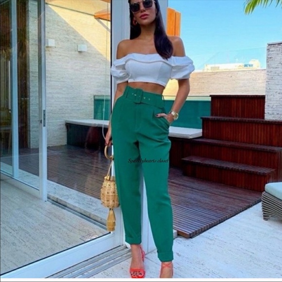 NWT Zara High-Waisted Belted Pants - Picture 8 of 10